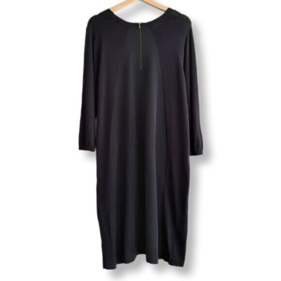 WILLOW & THREAD Mixed Media Midi Shirt Dress Tonal Navy Sz 2X Flawed - Picture 3 of 15